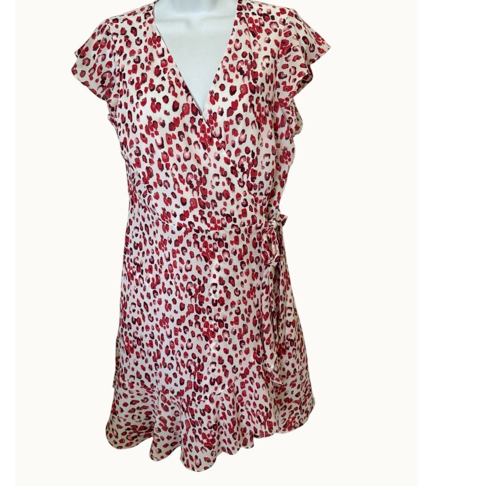 NWT Banana Republic Red Leopard Print Faux Wrap Dress 6P